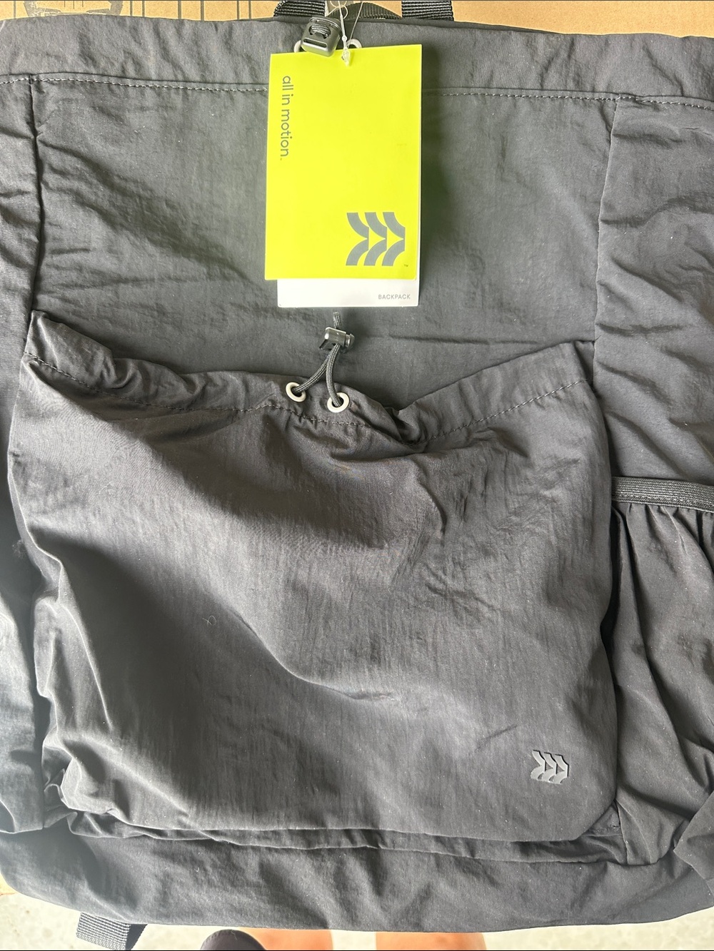 all in motion Black Drawcord Front Pocket Backpack